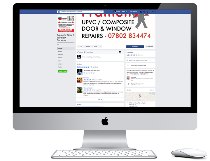 Screenshot of Framefix's Facebook page